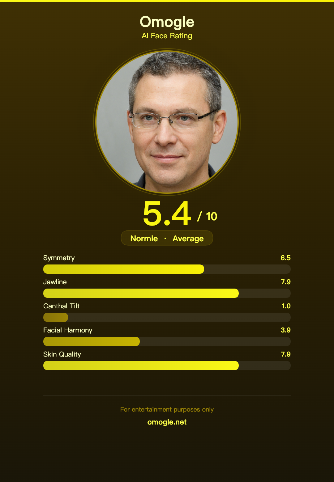 AI Face Rating Result Example 3